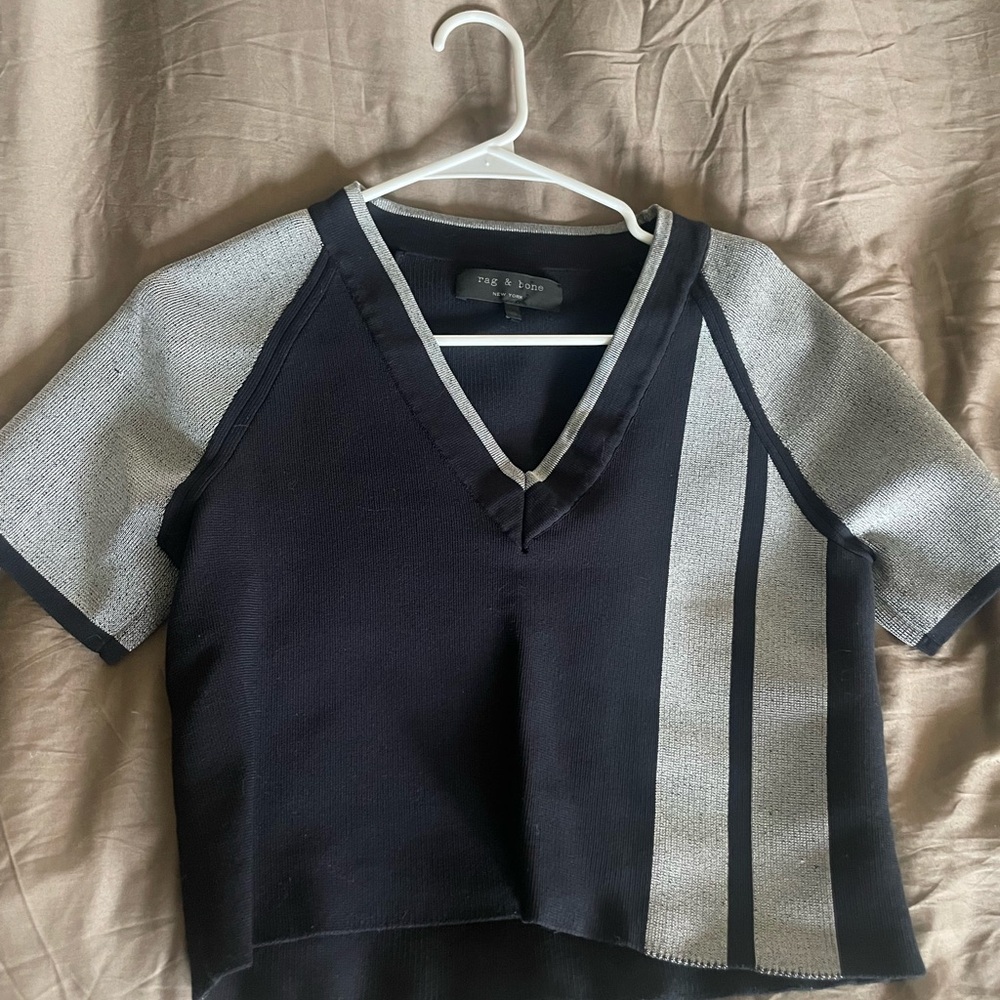 Navy and Gray Rag & Bone Crop Top